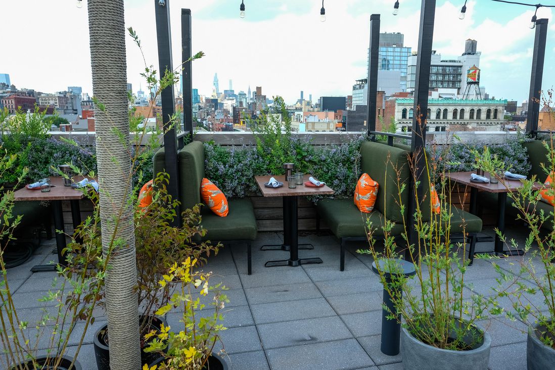 rooftop seating area